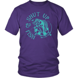 Shut Up And Fish T-Shirt - Funny Fishing Ficherman Peace And Quiet Tee Shirt - Luxurious Inspirations