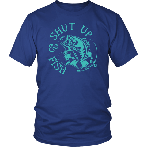 Shut Up And Fish T-Shirt - Funny Fishing Ficherman Peace And Quiet Tee Shirt - Luxurious Inspirations