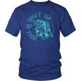 Shut Up And Fish T-Shirt - Funny Fishing Ficherman Peace And Quiet Tee Shirt - Luxurious Inspirations