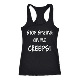 Stop Spying On Me Creeps Racerback Tank - Funny Hawkins Fan Workout Shirt - Luxurious Inspirations