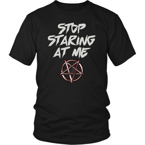 Stop Staring At Me Goth Tee Shirt - Pentagram Undead Gothic T-Shirt - Luxurious Inspirations