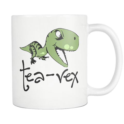 Tea Rex Mug - Funny Sarcastic Dinosaur 11oz White Coffee Cup - Luxurious Inspirations