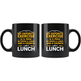 My favorite exercise is a cross between a lunge and a crunch I call it lunch sandwich eating food gym dieting weightlifting bodybuilding coffee cup mug - Luxurious Inspirations