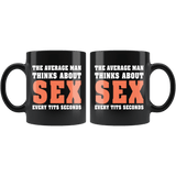 The Average Man Thinks About Sex Every Tits Seconds Mug - Funny Adult Humor Boobs Coffee Cup - Luxurious Inspirations