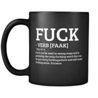 The F Word and Verb Definition Coffee Black Mug - Funny 11oz Cup - Luxurious Inspirations