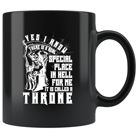 There's A Special Place For Me In Hell It's Called The Throne Mug - Funny Gothic Goth Satan Satanist Coffee Cup - Luxurious Inspirations
