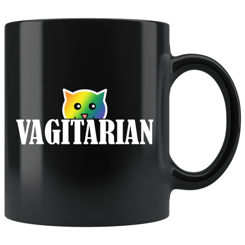 Vagitarian Pussy Cat Mug - Funny Adult Humor Vegetarian LGBTQ Gay Pride Tee Shirt - Luxurious Inspirations