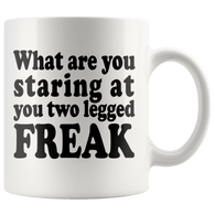 What Are You Looking At You Two Legged Freak Mug - Funny Tee Long sleeve Leg Amputee Humor Meme Coffee Cup - Luxurious Inspirations