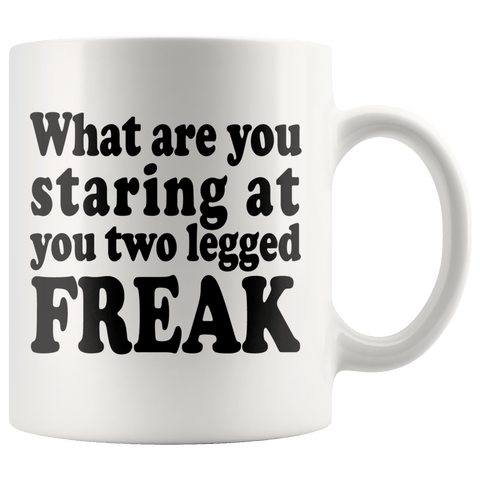 What Are You Looking At You Two Legged Freak Mug - Funny Tee Long sleeve Leg Amputee Humor Meme Coffee Cup - Luxurious Inspirations